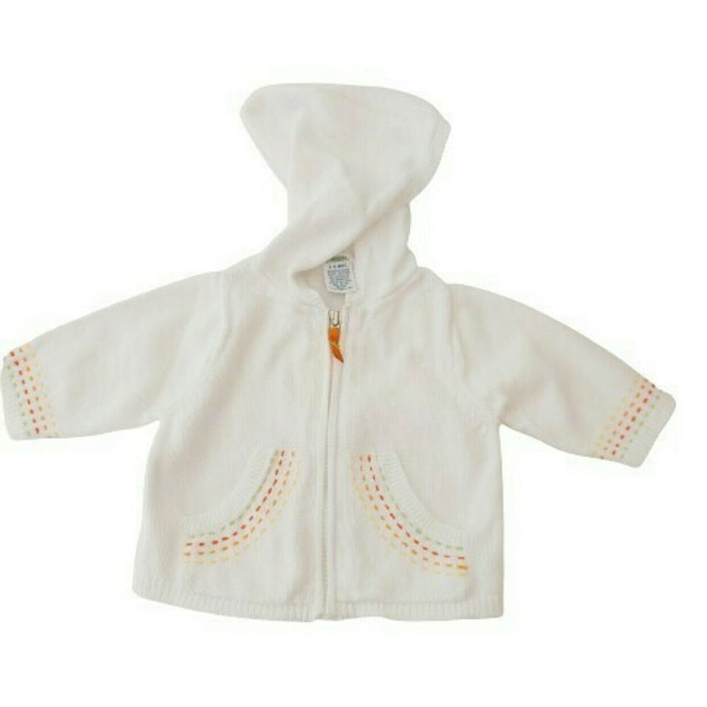 Gymboree Vintage '03 White Cotton Knit Zipper Hooded Hawaiian Cardigan 3/6M